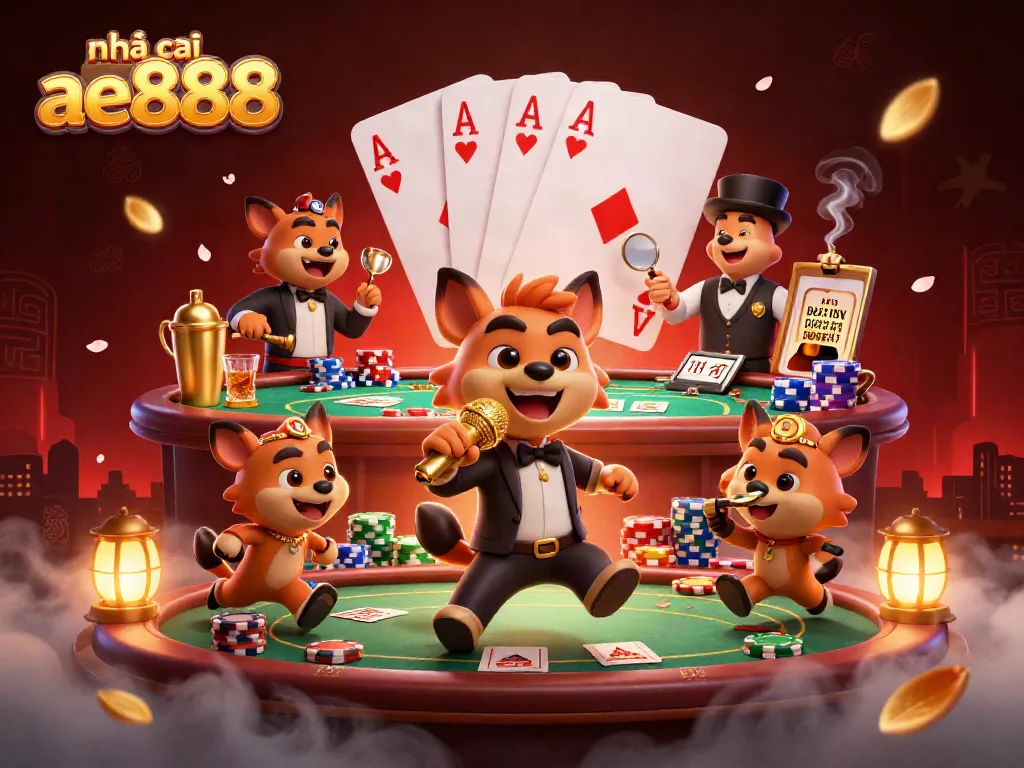 Engage with nhà cái ae888 in a vibrant casino scene, full of excitement and colorful elements.