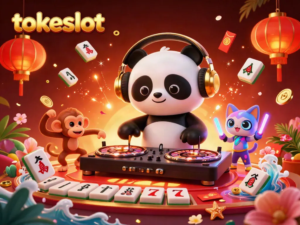 Tokeslot menghadirkan suasana permainan dengan DJ panda, monyet, dan kucing di pesta kasino.