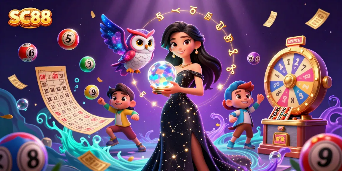 Engage with SC88's thrilling casino games amidst vibrant lottery balls and magical visuals.