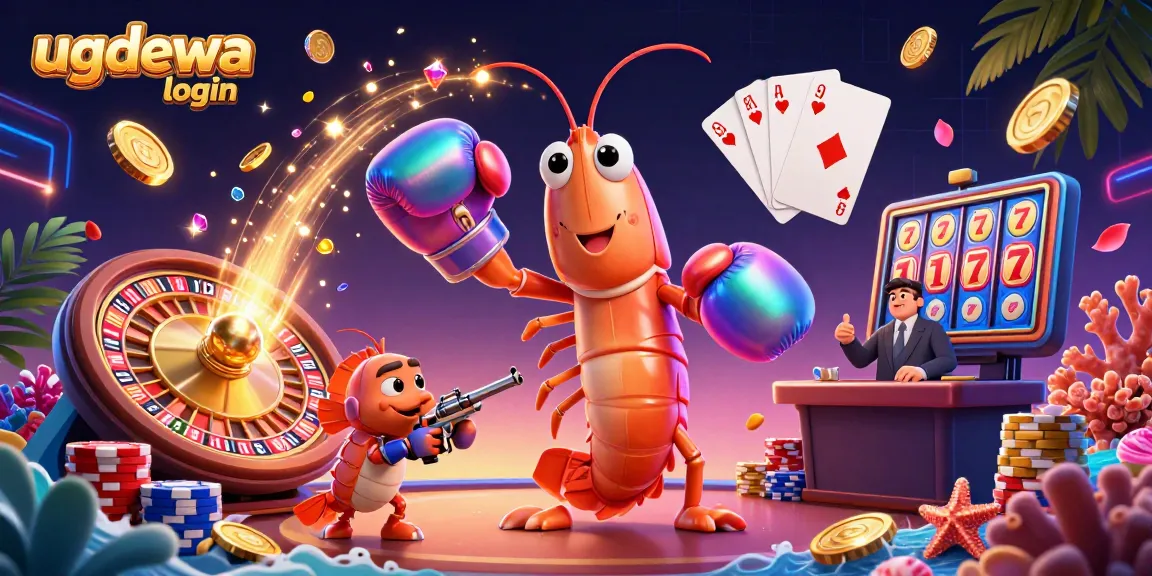 Experience the excitement of ugdewa login with thrilling casino elements in a vibrant 3D illustration.
