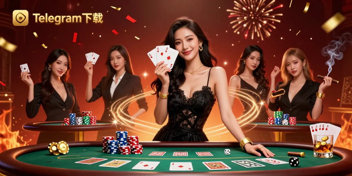 在充满扑克牌和筹码的生动赌场场景中，享受Telegram下载的乐趣。