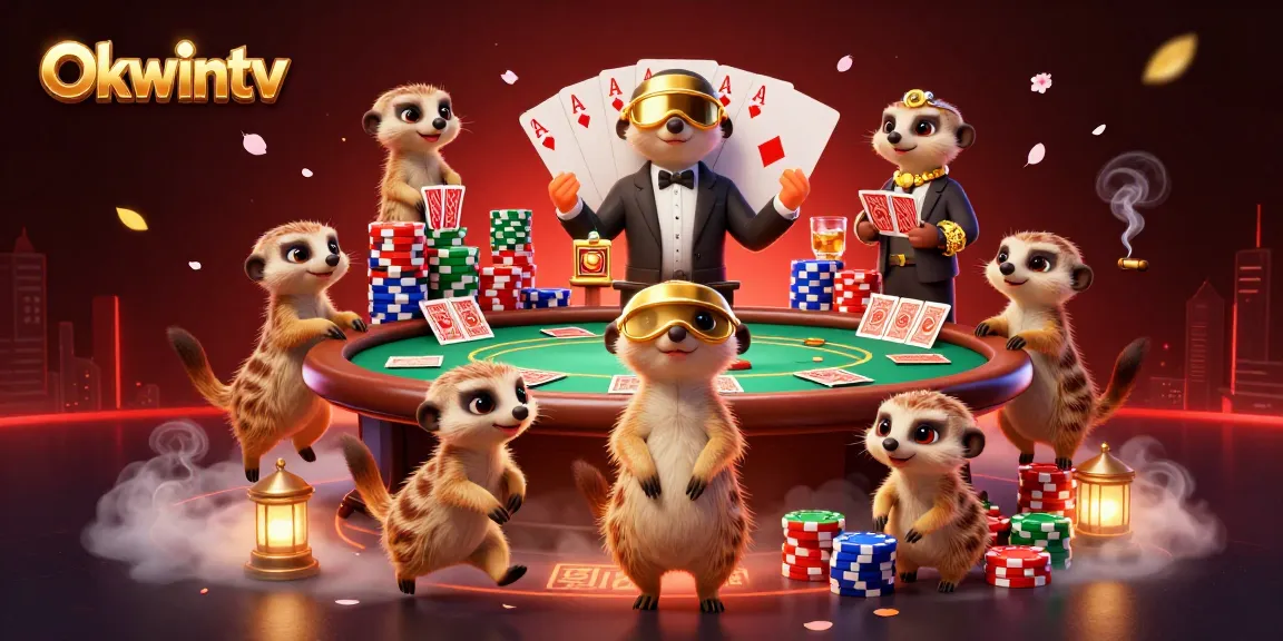 Experience the excitement at Okwintv with a vibrant casino scene featuring meerkats in action.