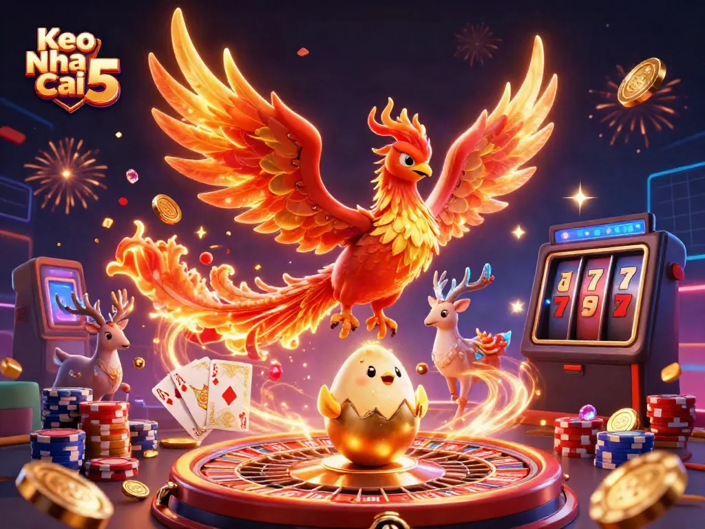Experience thrilling gameplay with Keo Nha Cai 5, featuring vibrant characters and energetic casino elements.