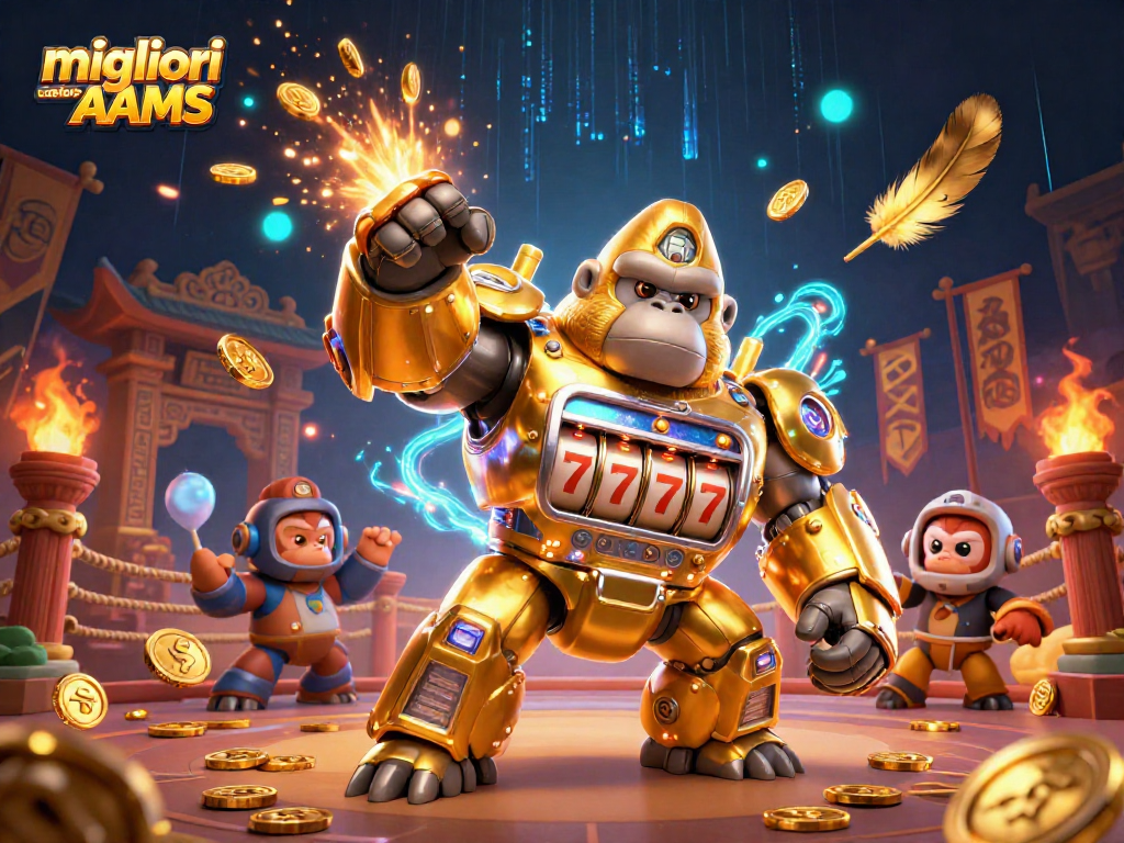 Scopri i migliori casinò non AAMS con il mech gorilla dorato che spara monete e gioca