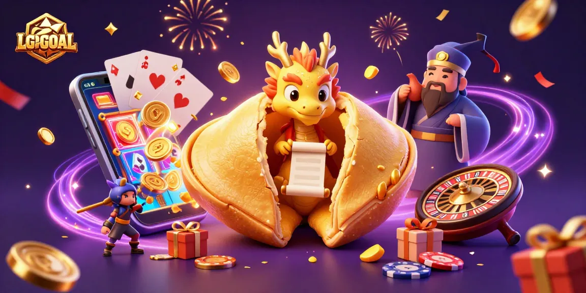 Win exciting rewards with LGOGOAL while discovering golden fortunes in a vibrant casino scene.