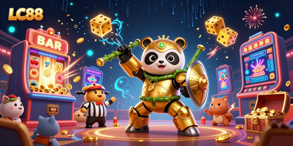 Experience excitement at LC88 with a vibrant 3D casino scene filled with games and action.