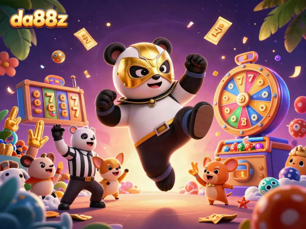 Engage with da88z in an electrifying online casino scene, showcasing vibrant slot game elements.