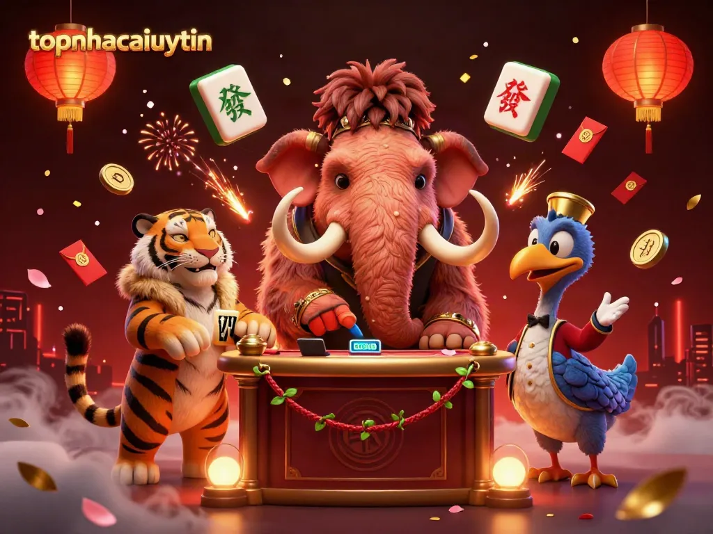 Experience the exciting world of topnhacaiuytin with a vibrant casino scene featuring unique characters.