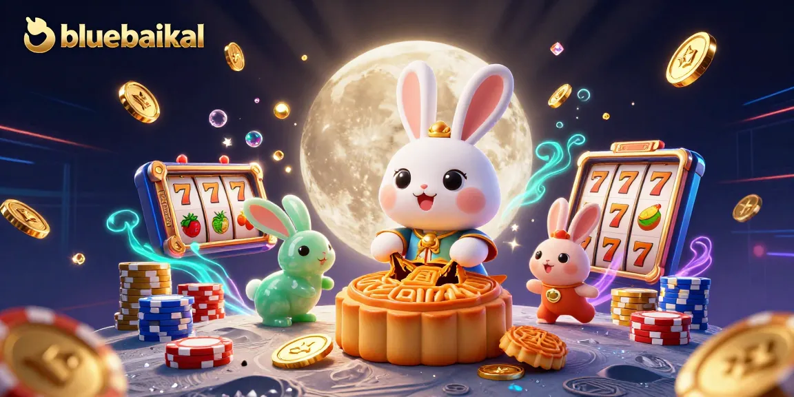 Experience bluebaikal's thrilling casino vibes as moon rabbits reveal treasures amidst sparkling lights and winning jackpots.