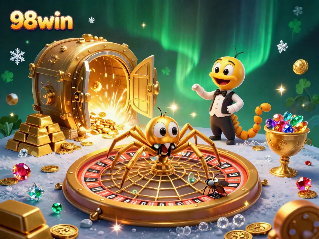 Experience thrilling bets with 98win at the golden roulette web in a vibrant casino world.