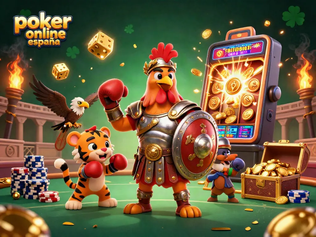 Disfruta del póker online en España con una escena vibrante de torneo y elementos de casino.