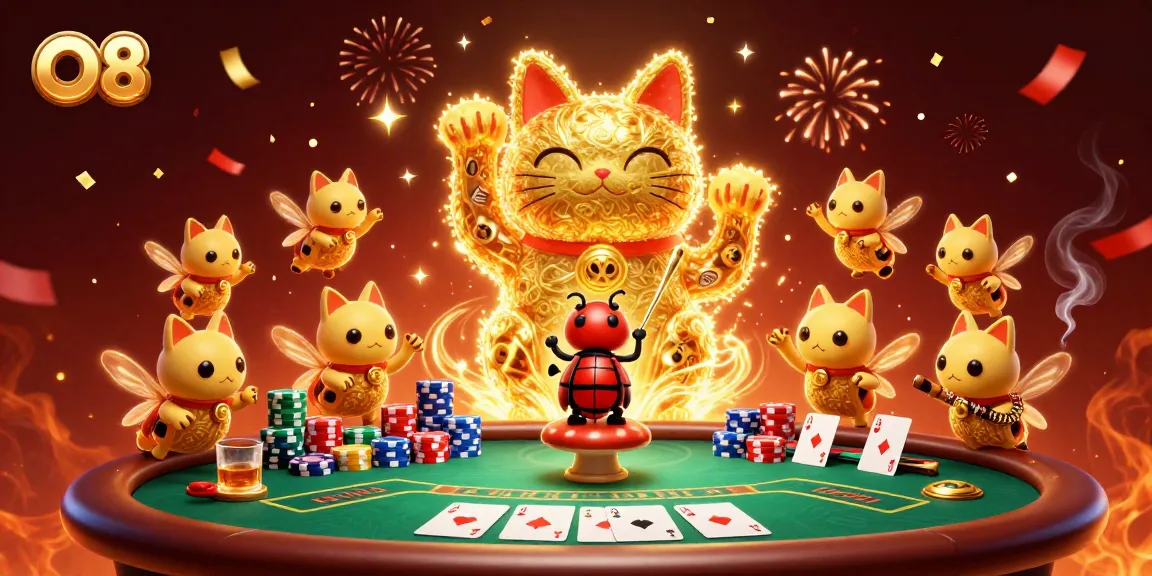 Experience thrilling gameplay at O8 with vibrant casino elements in a dynamic scene.