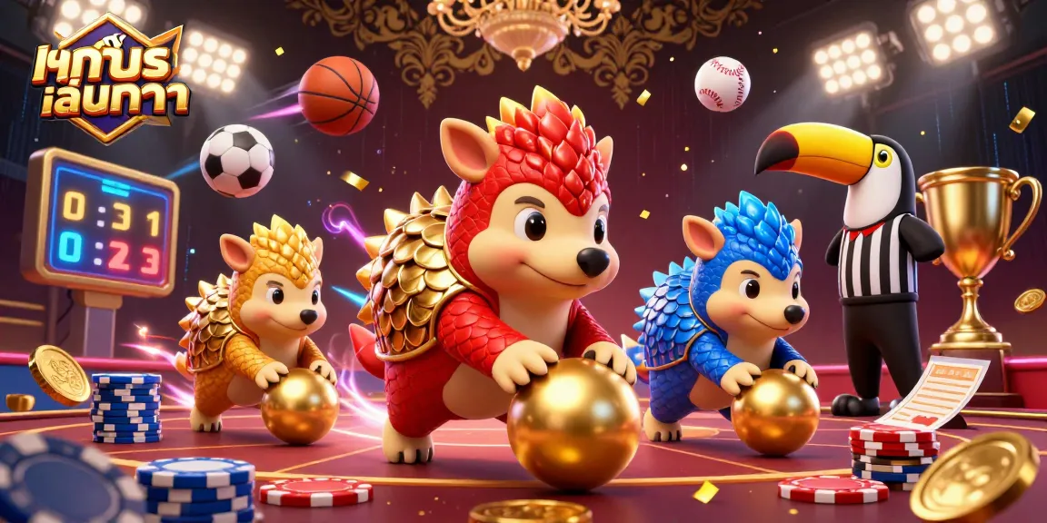 Engage with ทดลองเล่นบาคาร่า by joining rival pangolins in a dynamic casino scene filled with sports elements.