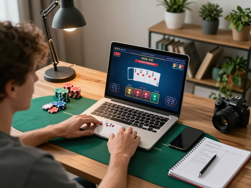 Experience online poker action with 789bet in a stylish home setting, showcasing strategic gameplay.
