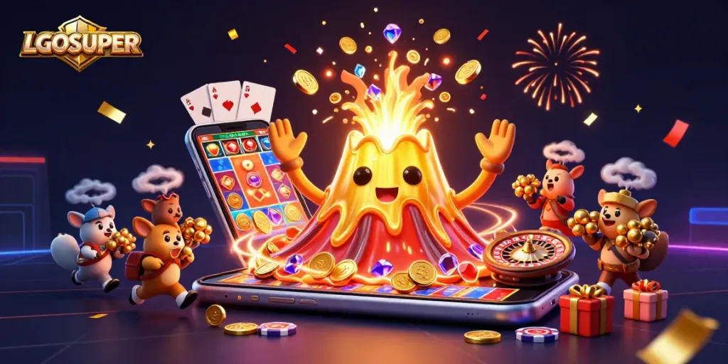 Join LGOSUPER for an exhilarating adventure with treasure-filled characters and casino-themed elements.