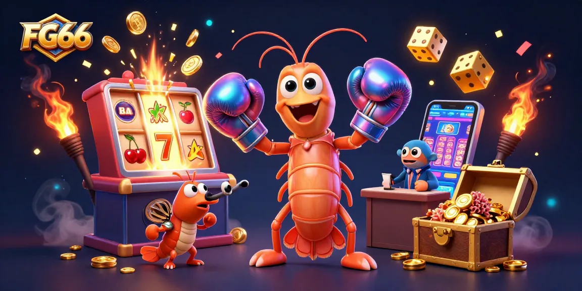 FG66 showcases a vibrant 3D casino scene with energetic gaming elements and cartoon characters.