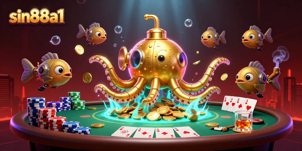 Experience thrilling gameplay at sin88a1 with a vibrant underwater casino scene showcasing poker elements.
