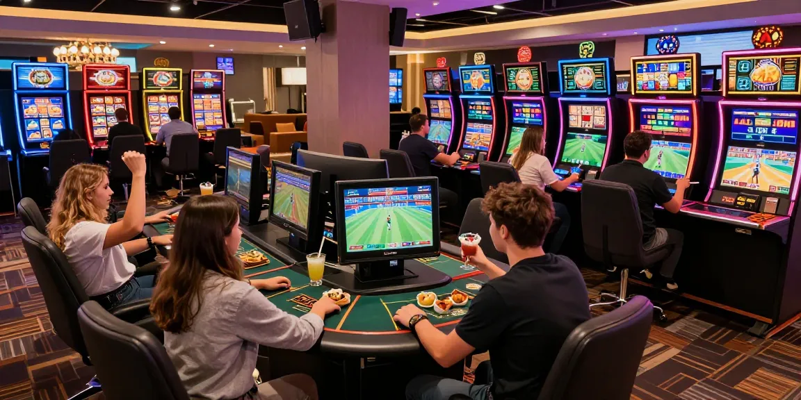 LUCK8 interactive gaming hub with players enjoying live betting and video slots.