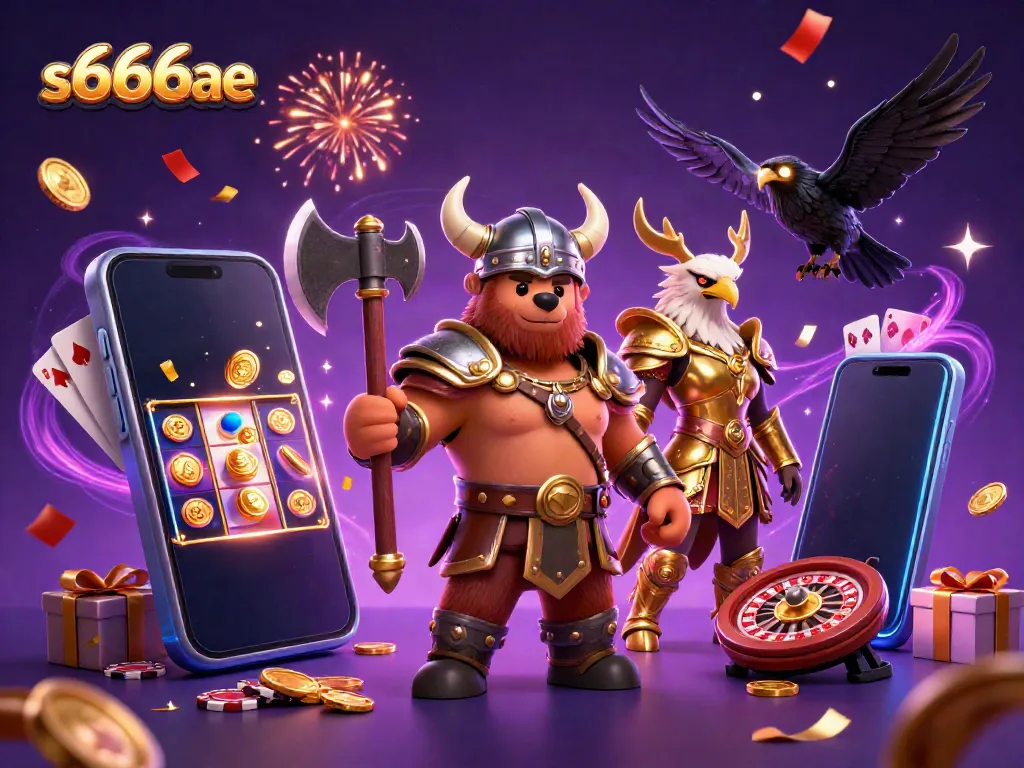 Experience thrilling gameplay with s666ae in a dynamic 3D casino scene featuring vibrant characters and elements.