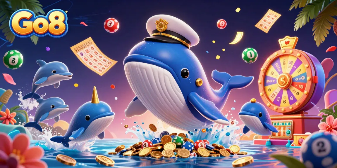 Engage with Go8's thrilling gaming experience surrounded by vibrant lottery elements and oceanic fun.