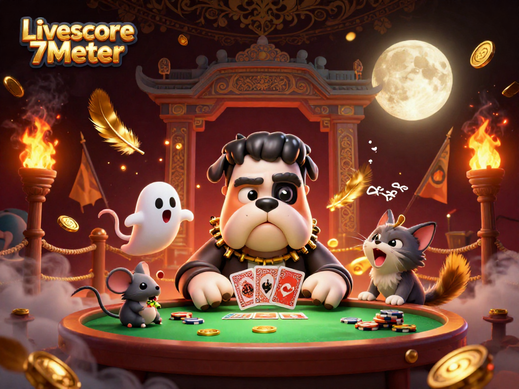Engage with the thrilling scene of Livescore 7Meter featuring lively characters in an electrifying casino atmosphere.