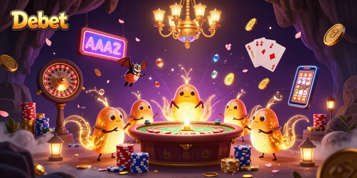 Debet highlights a vibrant casino scene with glowworms and a bat dealer, combined with dazzling gaming elements.