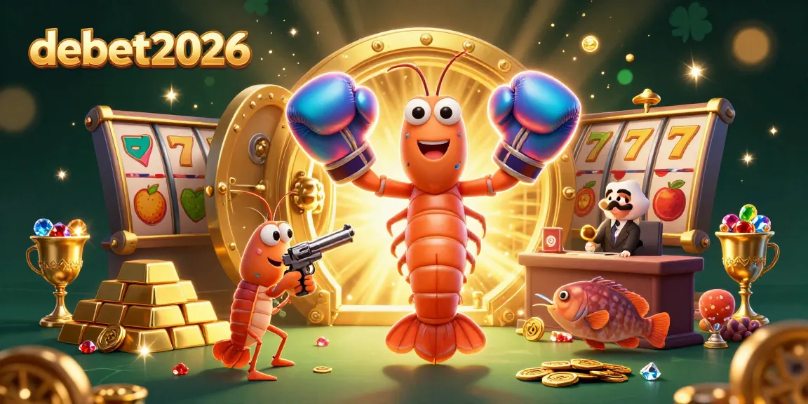 Experience debet2026's thrilling gambling scene, featuring vibrant characters and slot game elements.