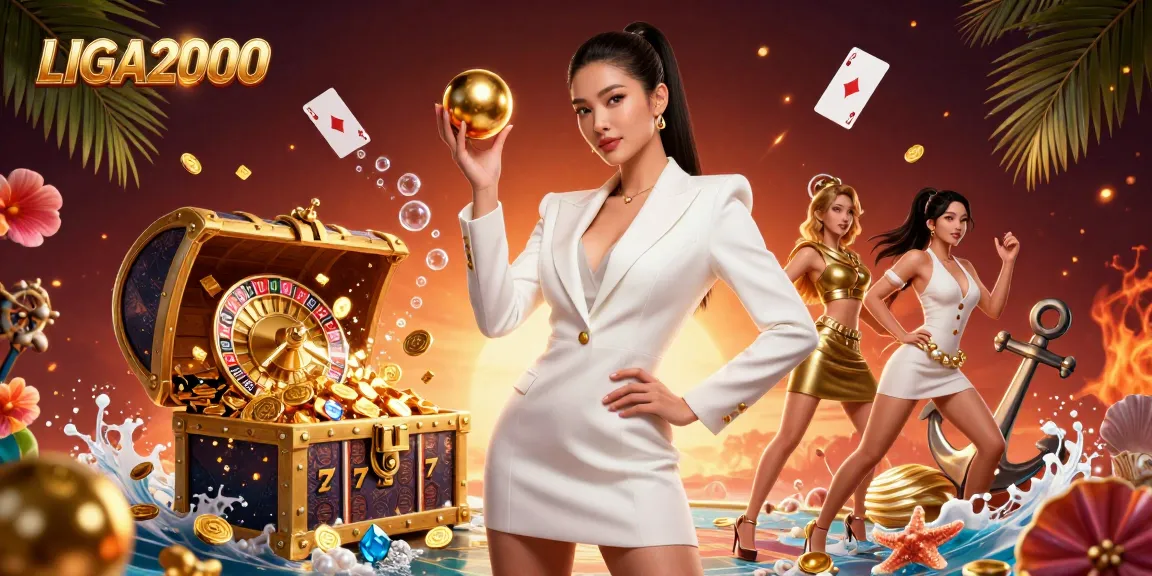 Terlibat dengan LIGA2000 untuk kemenangan slot yang dinamis menampilkan wanita percaya diri di kasino mewah.