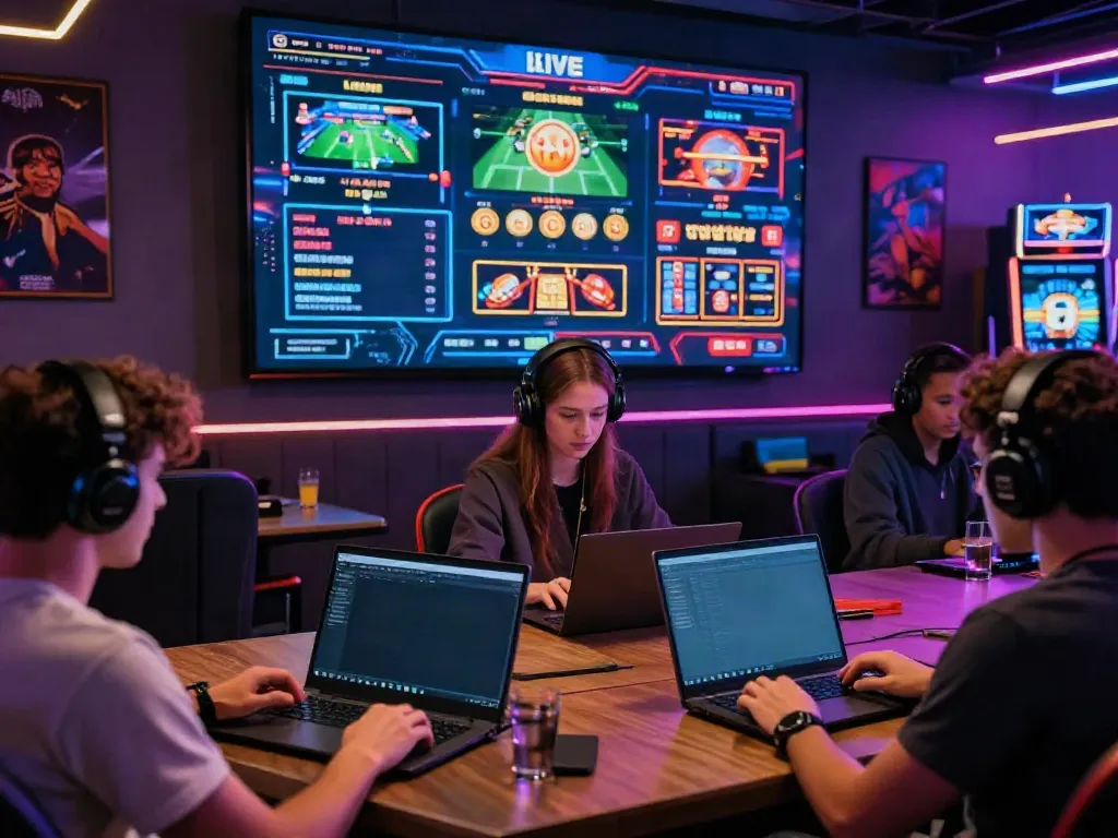 Net88 online gaming scene with diverse players enjoying various gaming activities in a vibrant digital environment.