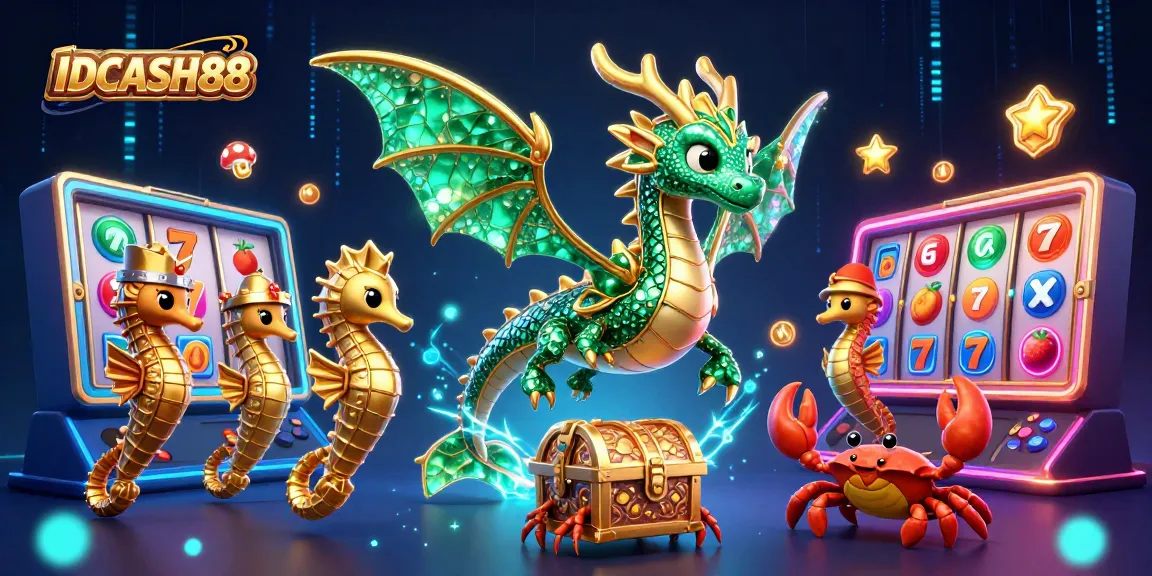 Engage with IDCASH88's top slots featuring colorful reels and electrifying jackpots in a vibrant casino scene.