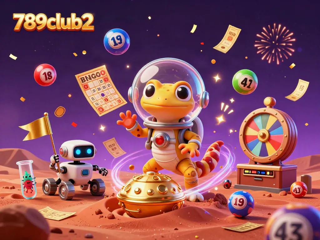 Win big with 789club2 at a cosmic Martian casino, featuring colorful lottery elements.