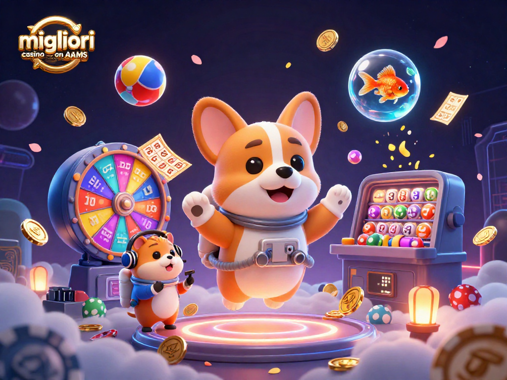 I migliori casino non AAMS offrono esperienze di gioco uniche, come mostrato con un corgi astronauta in un casinò spaziale.