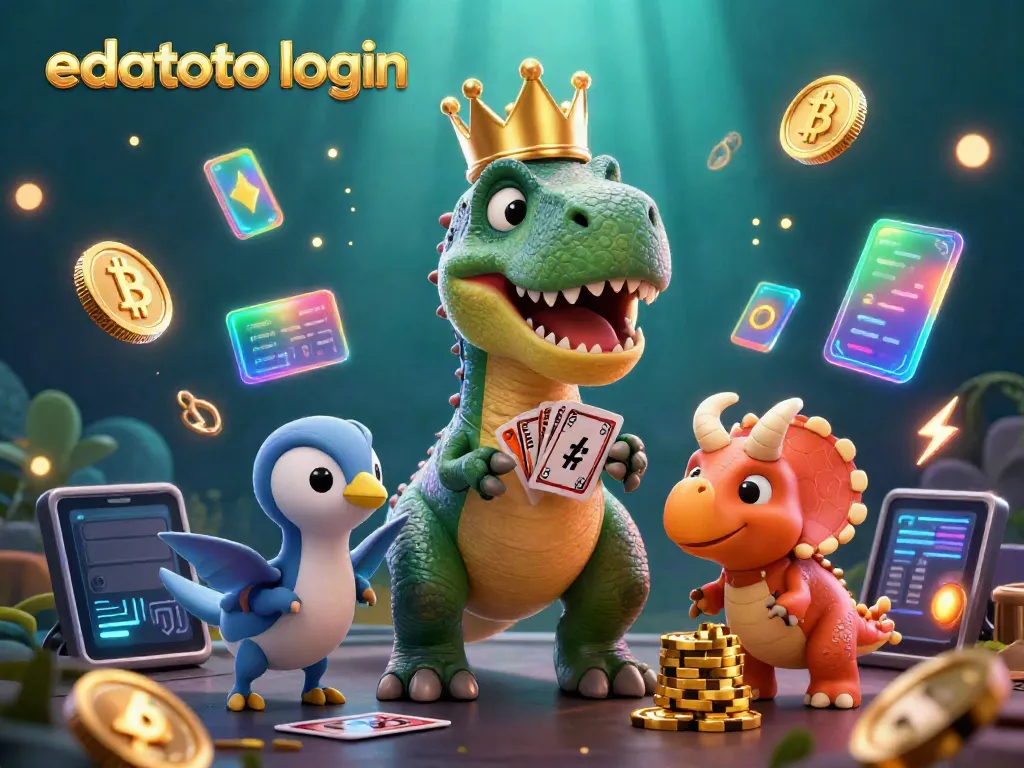 Experience fast-paced action with edatoto login in a dynamic T-Rex and friends casino scene.