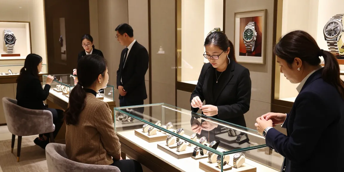 Experience luxury with rolex super clone watches showcased in an upscale boutique.