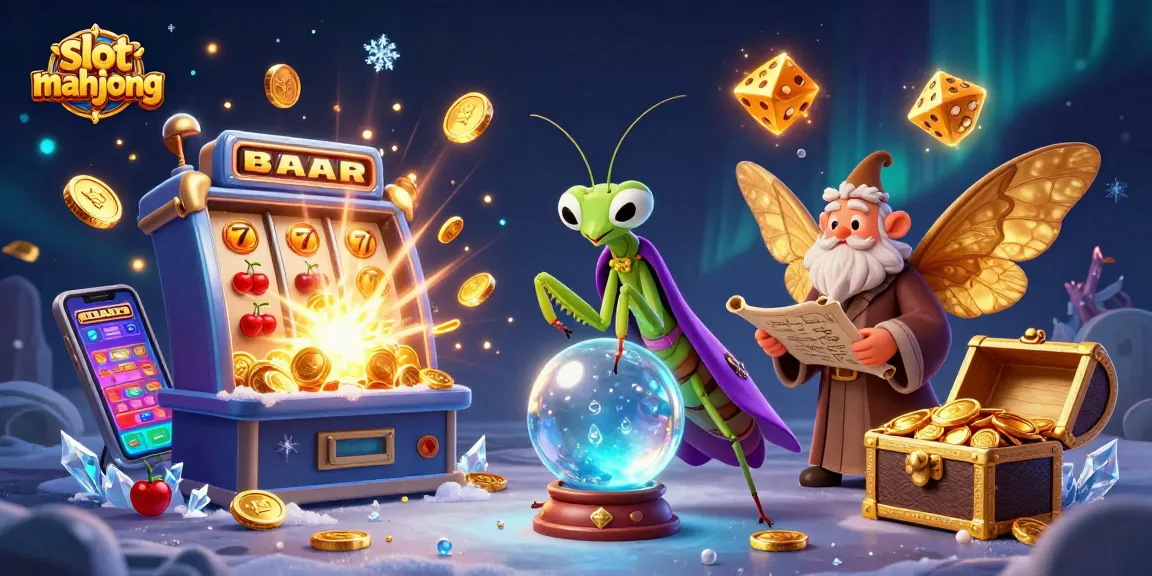 Experience slot mahjong excitement with a dynamic 3D scene of fortune tellers and casino elements.