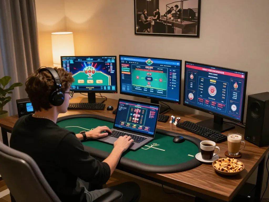 KADAL 778 online gaming setup with a player engaging in a strategic poker game.
