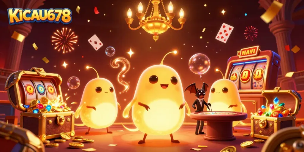 Experience thrilling gameplay at KICAU678 with vibrant casino elements and neon lights.