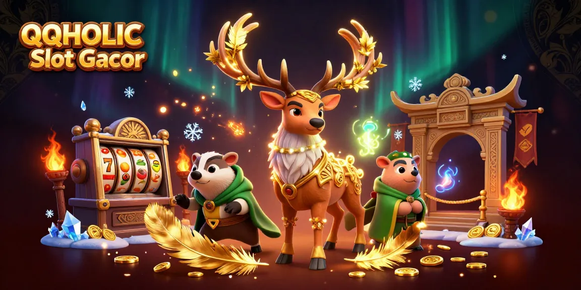 Engage with QQHOLIC Slot Gacor and enjoy an enchanting 3D gaming illustration featuring rich slot game elements.