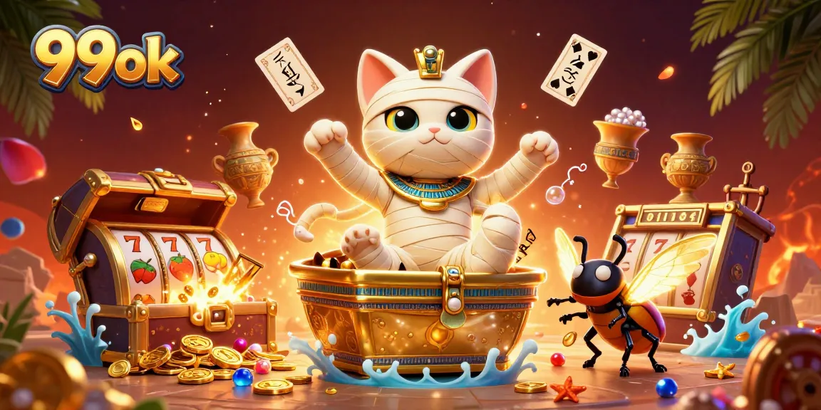 Experience winning at 99ok with vibrant slots and lucky symbols in a captivating casino scene.