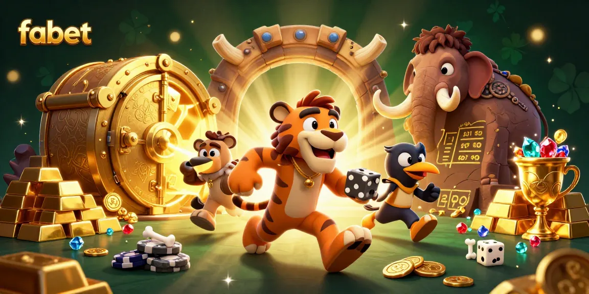 Experience fabet's vibrant prehistoric casino with dynamic 3D characters and rich treasure elements.