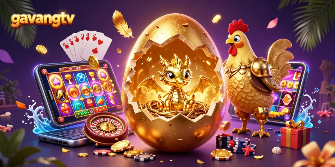 Join the action with gavangtv's vibrant 3D casino experience featuring gold dragon and poker chips.