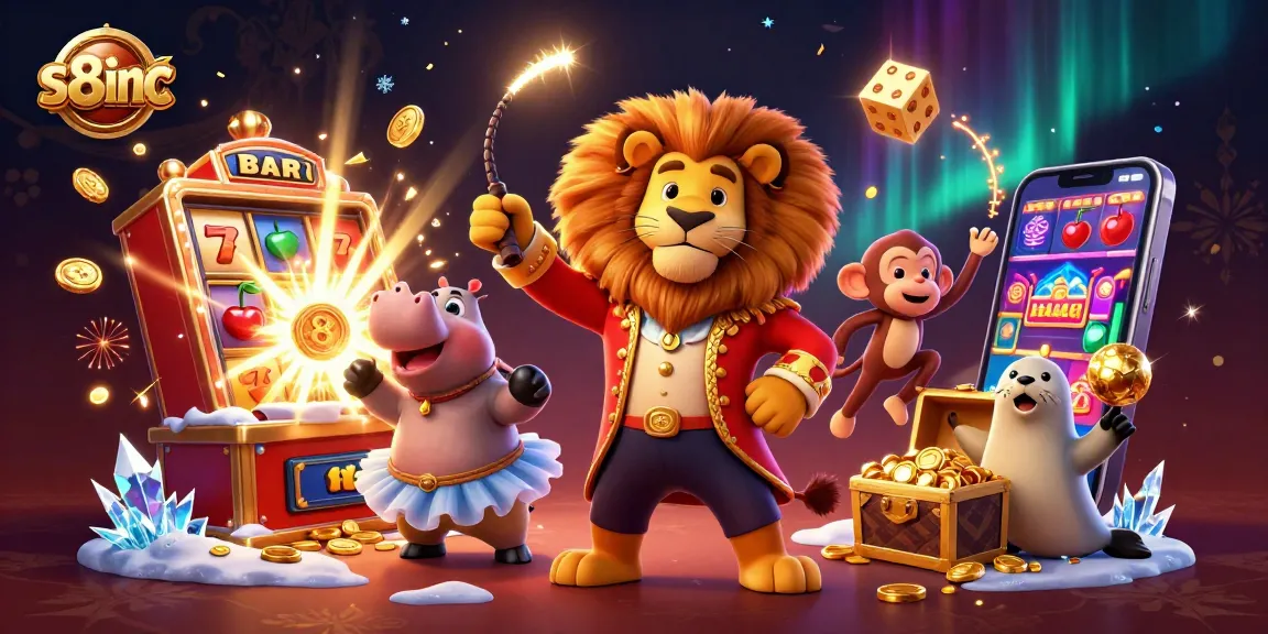 Play thrilling games at S8inc featuring slot machines, colorful elements, and lively characters!