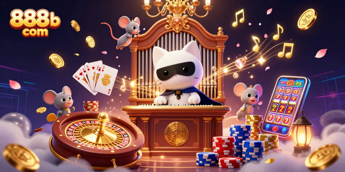 Experience thrilling gameplay at 888b com with enchanting characters in a vibrant casino illustration.