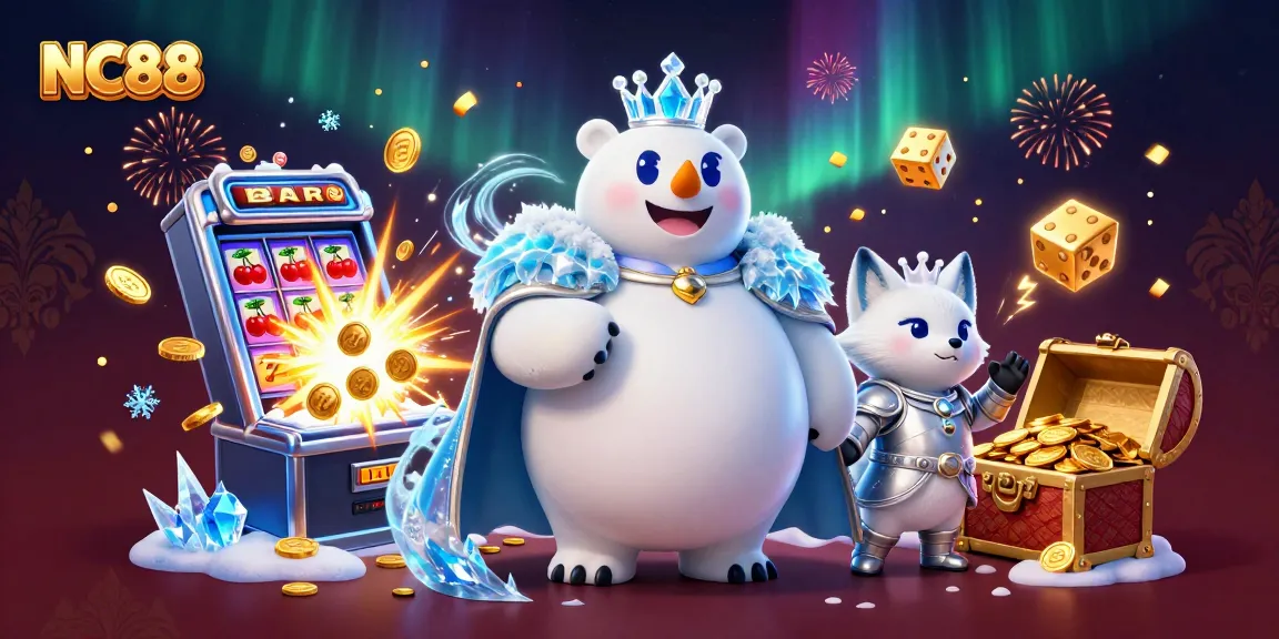 Experience excitement at NC88 with a jackpot explosion from a slot machine and vibrant gaming elements.