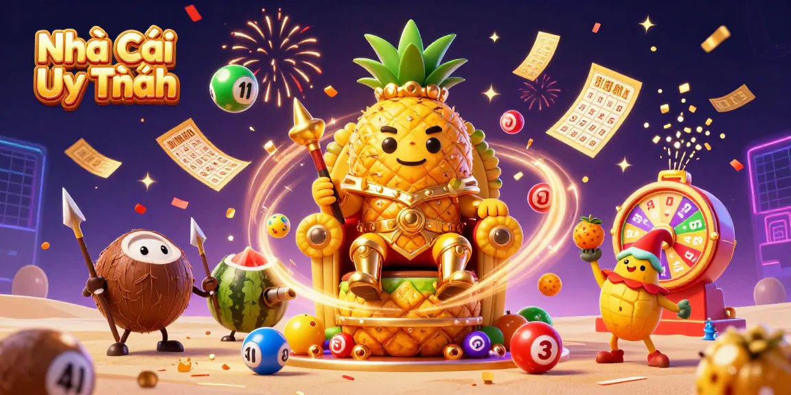 Experience the thrill of Nhà Cái Uy Tín with vibrant casino characters celebrating on a beach.