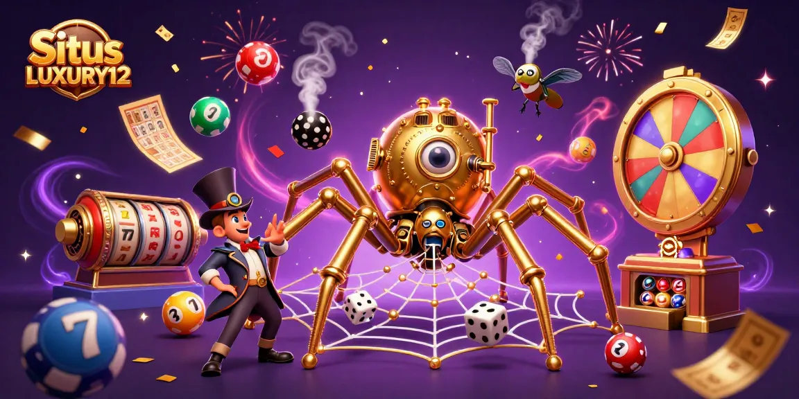 Lucky spins and vibrant games await at Situs LUXURY12 with festive elements of gambling excitement.