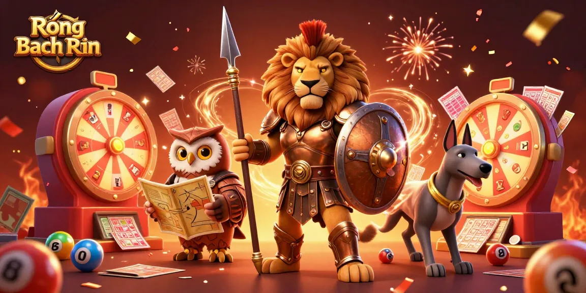 Engage with Rồng Bạch Kim for lottery strategies featuring colorful bingo cards and festive elements.