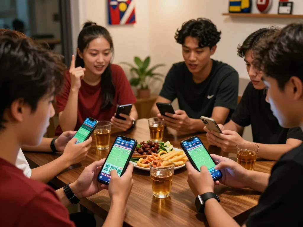 Engaging in kèo bóng đá ngày mai with friends, focused on live betting odds and strategies.