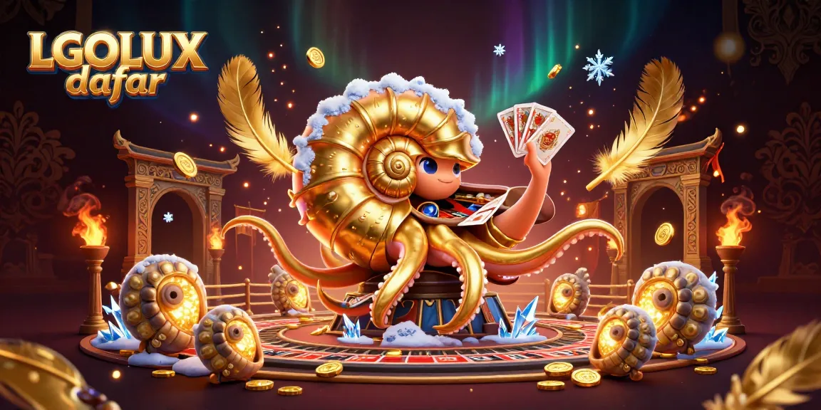 Experience the excitement of LGOLUX daftar with a vibrant visual of a giant nautilus as a roulette wheel.