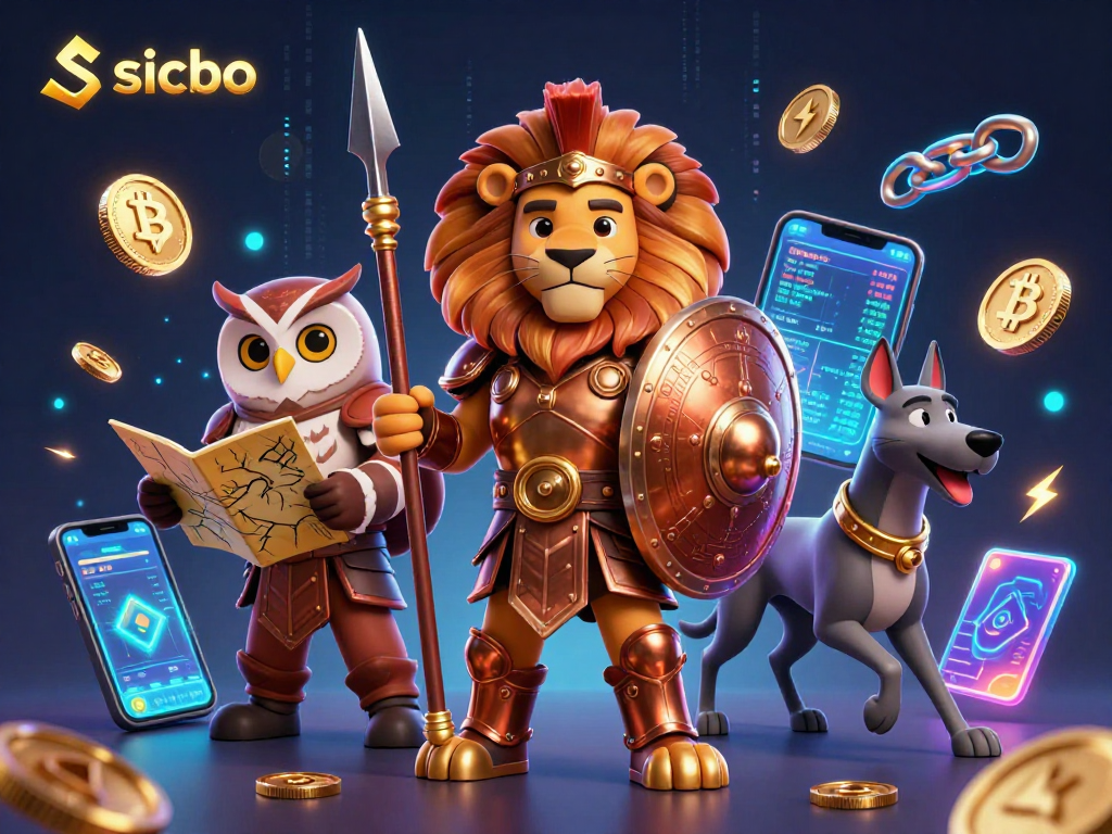 Engage with sicbo through this lively 3D illustration showcasing a Spartan lion and strategic elements, all vibrant and dynamic.